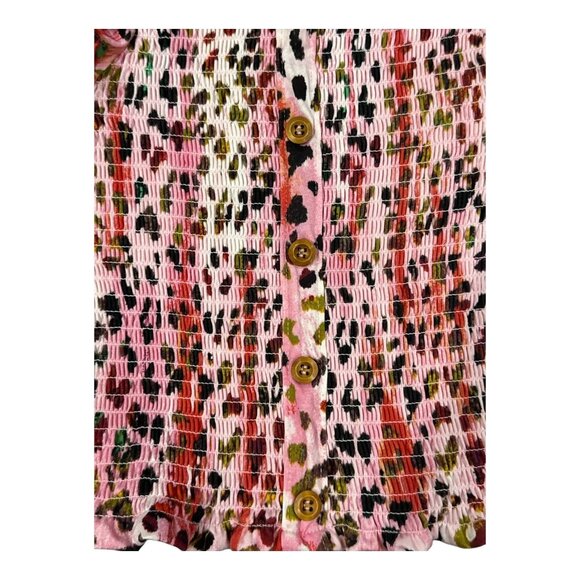 Girls 1st Kiss Pink Leopard Off-Shoulder Smocked Top & Shorts Set L/14 - Picture 4 of 9